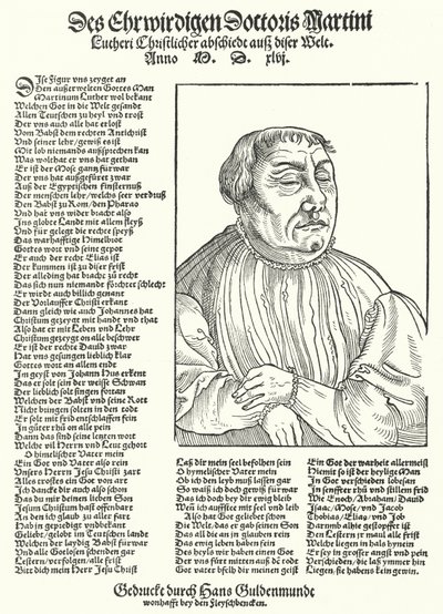 Dood van de Duitse protestantse hervormer Maarten Luther (gravure) door German School