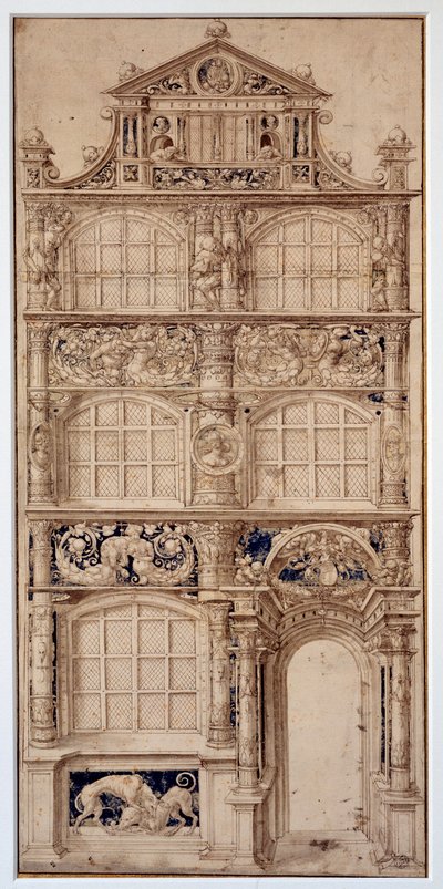 Decoratie van een huisgevel door Hans Holbein de Jonge door German School