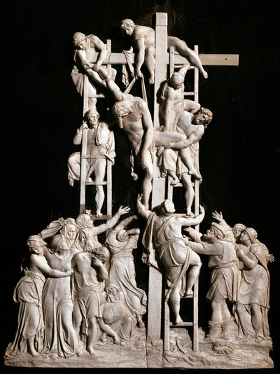 Kruisafneming. Ivoren sculptuur van de Duitse school door German School