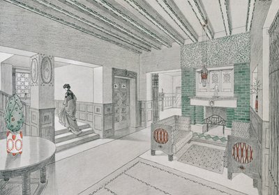 Ontwerp voor een woonkamer door Valentin Mink, 1906 door German School