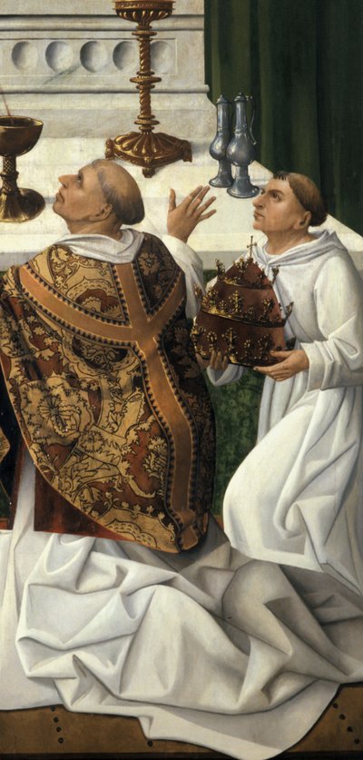 Detail van de Mis van St. Gregorius, van een altaarstuk van de Opstanding door German School