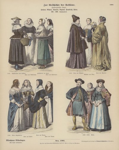 Nederlandse, Boheemse, Spaanse, Engelse, Franse en Poolse kostuums door German School