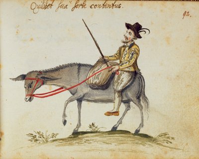 Man die op een muilezel rijdt, uit het Album Amicorum, door Moyses Walens, Keulen door German School