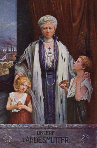Keizerin Augusta Victoria van Duitsland, moeder van de natie (kleurenlitho) door German School