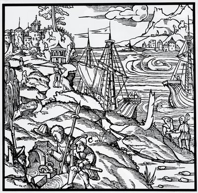 Gravure uit De re metallica (Over de aard van metalen), door Georg Pawer of Georgius Agricola (1494-1555) door German School