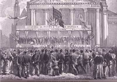 Vrijwilligers inschrijven voor de verdediging van Parijs, Cassells Geschiedenis van de Oorlog tussen Frankrijk en Duitsland gepubliceerd door Cassell and Company Limited, ca. 1890 door German School
