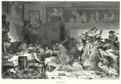 Vermaak na de maaltijd op een Romeins feest door German School