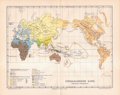Etnografische kaart van de wereld door German School