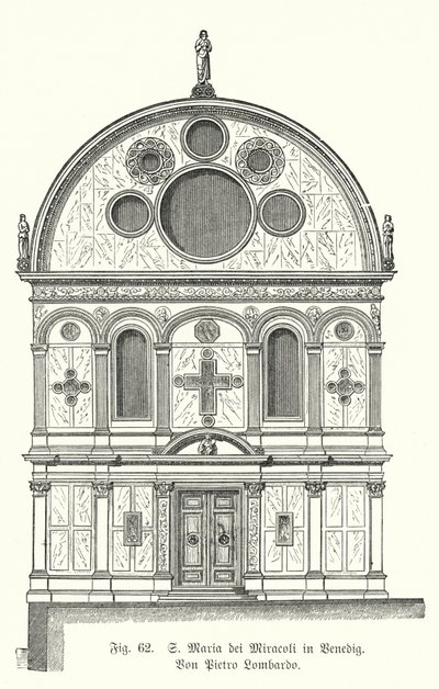 Gevel van de kerk van Santa Maria dei Miracoli, ontworpen door Pietro Lombardo, Venetië, Italië door German School
