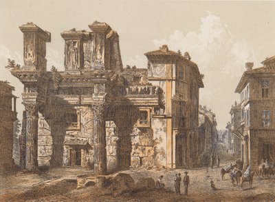 Forum van Nerva, Rome (kleurenlitho) door German School