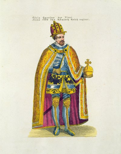 Stichting van de Duitse Universiteit in 1348 in Praag door Heilige Roomse Keizer Karel IV (1316-78), vroege twintigste eeuw ansichtkaart door German School
