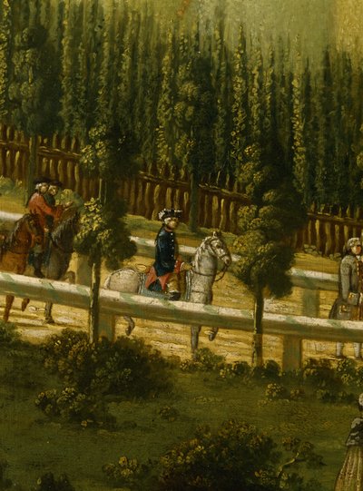 Frederik de Grote te paard in de Maulbeerallee bij Sanssouci, 1770 door German School