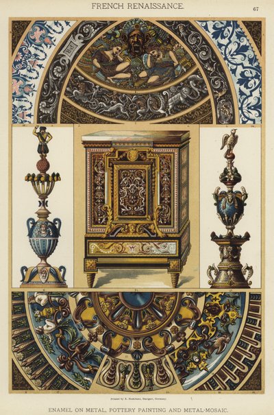 Franse Renaissance, email op metaal, aardewerk schilderen en metaalmozaïek door German School