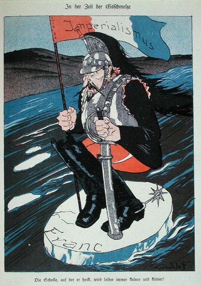 Franse keizerlijke ambities in gevaar door de ineenstorting van de frank, karikatuur uit 