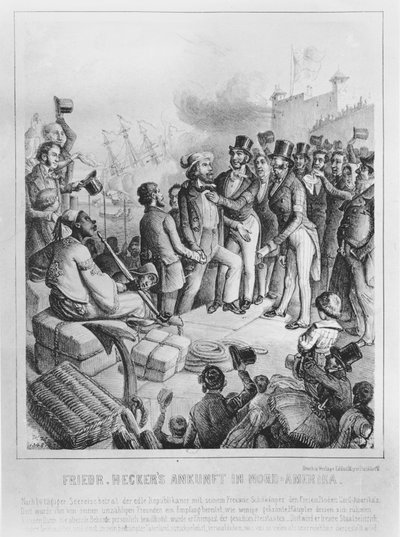 Friderich Karl Franz Hecker (1811-81) aankomst in Amerika, na 1848 door German School