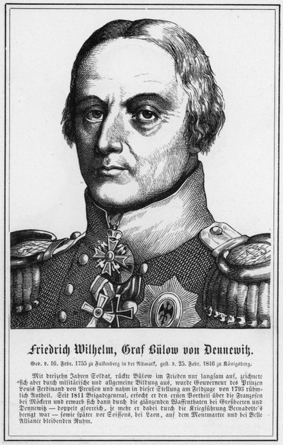 Friedrich Wilhelm, Graaf Bulow van Dennewik (gravure) door German School