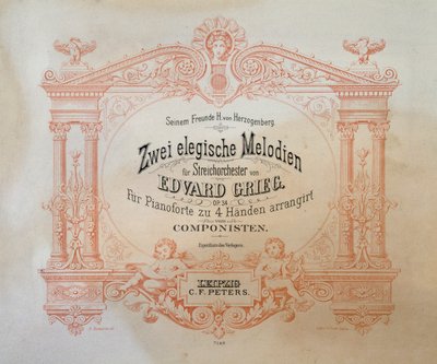 Frontispice van Zwei elegische melodien door Edward Hagerup Grieg (1843-1907). door German School
