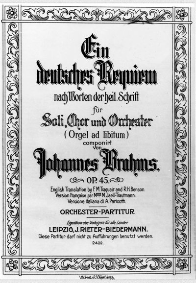 Frontispice van het Duitse Requiem door Johannes Brahms (1833 - 1897) door German School