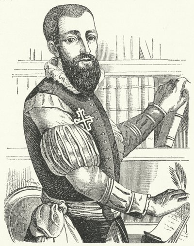 Garcilaso de la Vega, Spaanse dichter en soldaat (gravure) door German School