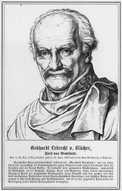 Gebhardt Lebrecht von Blücher, Vorst van Wahlstadt (gravure) door German School