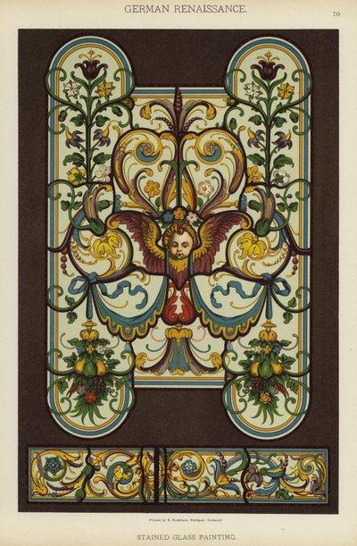 Duitse renaissance, glas-in-lood schilderij door German School