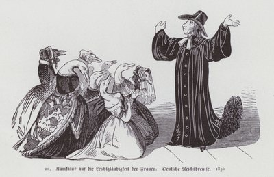 Duitse cartoon over de goedgelovigheid van vrouwen door German School