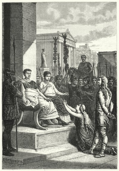 Germaanse gevangenen voor de Romeinse keizer (gravure) door German School