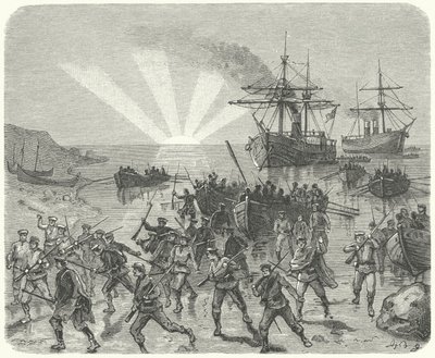 Giuseppe Garibaldi landt in Marsala, Sicilië door German School