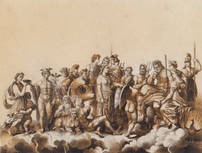 Goden van de Klassieke Oudheid (kleurenlitho) door German School