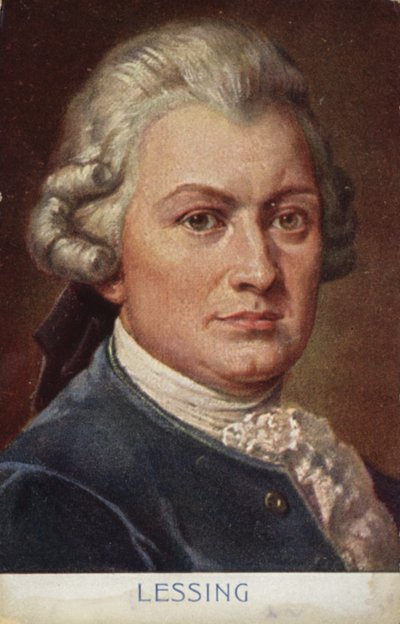 Gotthold Ephraim Lessing (1729-1781), Duits schrijver, filosoof en dramaturg (kleurenlitho) door German School