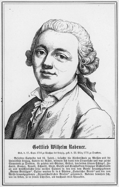 Gottlieb Wilhelm Rabener (gravure) door German School