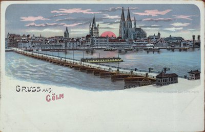 Wenskaart van Keulen, voor 1900 door German School