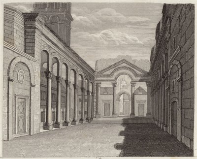 Hal van het paleis van de Romeinse keizer Diocletianus, Spalato (Split, Kroatië). Illustratie voor Bilder-Atlas door German School