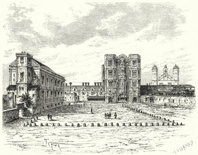 Hampton Court Palace, Richmond upon Thames (gravure) door German School