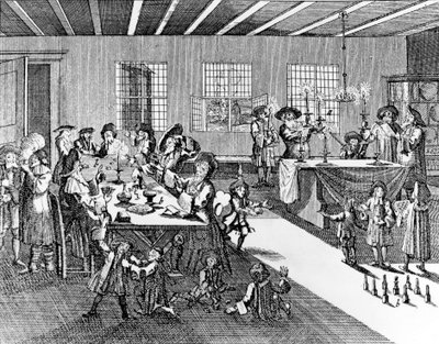Hannukah door Georg Puschner uit Kirchners Jüdisches Ceremoniel, 1726 door German School