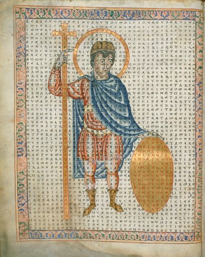 Keizer Lodewijk I, de Vrome, met een kruis en schild, uit 