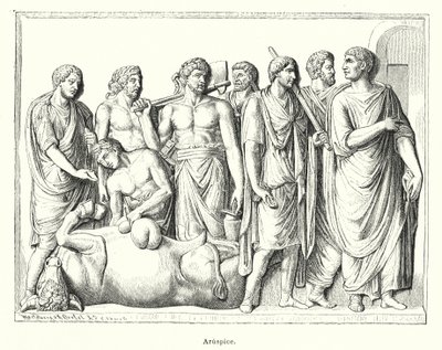 Haruspex, oude Romeinse priester die de ingewanden van geofferde dieren onderzocht om de toekomst te voorspellen door German School