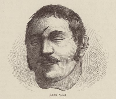 Hoofd van Ferdinand von Schill, Pruisische soldaat die in opstand kwam tegen de Franse bezetting (gravure) door German School