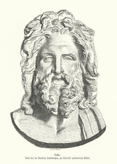 Hoofd van Zeus, Oud-Griekse god door German School