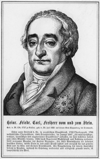 Heinrich Friedrich Carl, Vrijheer vom und zum Stein (gravure) door German School
