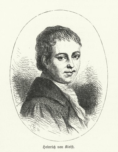 Heinrich von Kleist, Duitse dichter, dramaturg, romanschrijver en schrijver van korte verhalen (litho) door German School
