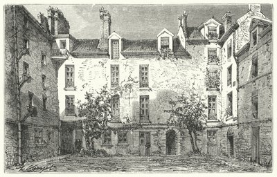 Huis van de Franse toneelschrijver Jean Racine aan de Rue du Marais in Parijs (gravure) door German School