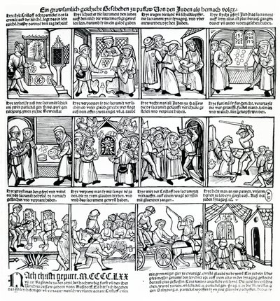 Hostieschennis door de Joden van Passau in 1477 door German School