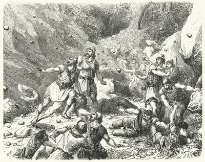 Vijandige ontvangst voor de Feniciërs in Tarsus (gravure) door German School
