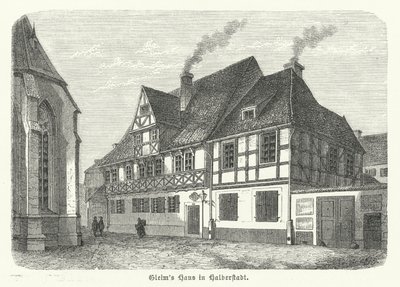 Huis van de dichter Johann Wilhelm Ludwig Gleim, Halberstadt, Duitsland (gravure) door German School