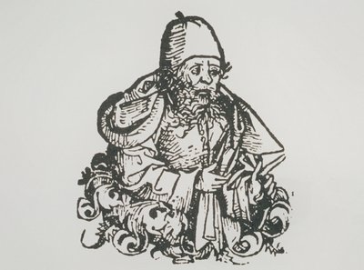 Ideaal portret van Guido Bonatti, kopie van een illustratie uit Liber Chronicarum door Hartmann Schedel, 1493, gebruikt in A History of Magic eind 19e eeuw door German School