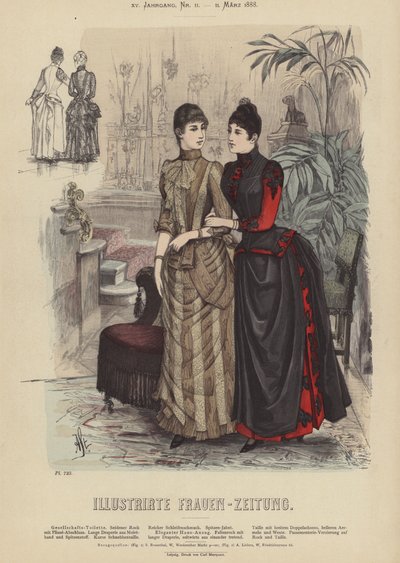 Illustratie voor Illustrirte Frauen-Zeitung (kleur litho) door German School