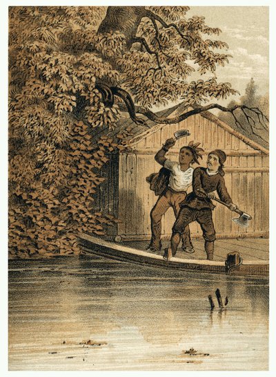 Illustratie van de verovering van de Amazone door Europeanen. in 