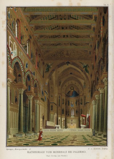 Interieur, Kathedraal van Monreale, Palermo, Sicilië, Italië door German School