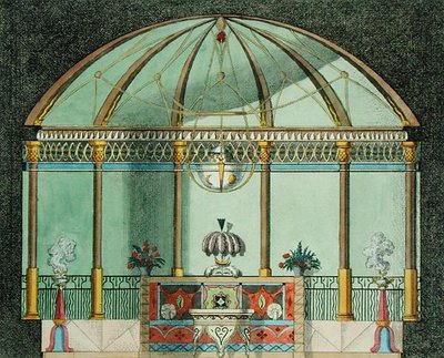 Interieur van een Chinese tuin tempel, uit 